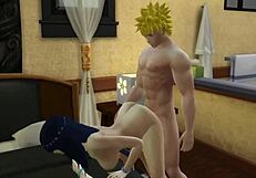 Naruto hentai epizoda 51 s Hinatou a Narutem užívajícími si svůj svatební den