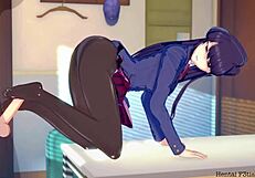 Komi在3D动漫风格中带来激烈足交快感