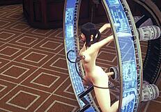 Hentai sansürsüz 3D - Yumiko seks makinesine biner, futanari üçlüsüne katılır Japon anime oyununda