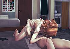 Хентай без цензуры: 3D тройничок с Эмили в жестком сексе