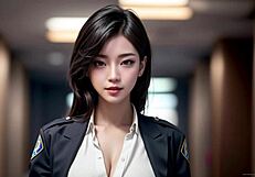 שוטרת אסייתית חמה מתאננת בהנטאי לא מצונזר