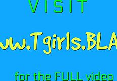 Hey, schau diese großbusige Solo-Tranny, die ihren riesigen schwarzen Schwanz wichst