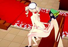Genshin Impact ヘンタイ: BarbaraとVentiのワイルド教会セックスシーン無修正