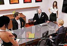 嘿，看这骚秘书在会议桌上被胖老板指奸！