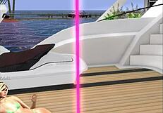 สาวบลอนด์ฉีกเสื้อผ้าที่ปาร์ตี้ยอชต์คลับ