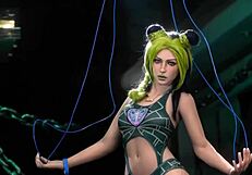 Jolyne性爱娃娃在狂野动漫动作中