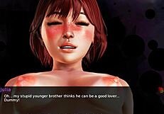 Hermanastra Pelirroja Mayor Provoca en Juego de Anime Hentai. Piensa en Ti Mientras Juega.