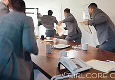 Hey, Brandi Love dominates milf in boardroom action!