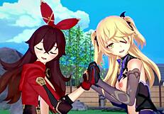 原神冲击 - 想看两个弓箭手女孩的3D无码4K变态动画吗？