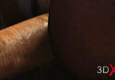 En hot sexet sort pige med pandehår og barberet fisse får deepthroat, anal og hård fucking i glory hole rummet med en stor pik