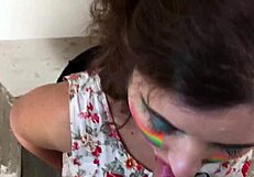 화장실에서 자지에 게거품 후 정액과 오줌 삼켜