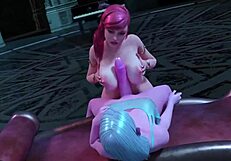 Jag är fast i ädel alvtjej med blått hår i 3d futanarisex