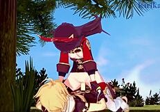 أمبر وفيشل في جنس عنيف مع إيمي وإيثر - هينتاي غينشين إمباكت