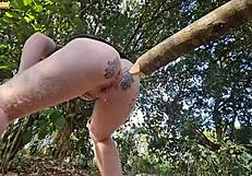 我在森林里张开我的小逼来放一根大鸡巴