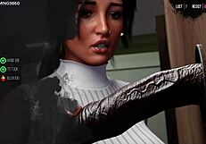 बस्टी लारा क्रॉफ्ट ग्लोरी होल पर विशाल BBC चूसती है