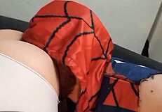 Spider Gwen homemade video small tits and big ass teen gets creampied