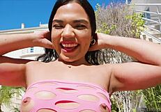 Zac wild catches a hot summer cole in action with natural tits and big cock