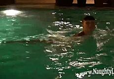 Naked and being baptised naked next to a hot brunette