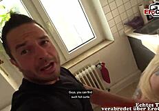 Watch a movie with a skinny blonde German pornstar with small tits and fuck her online