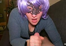Milf amateur gagging on cum while giving head