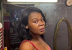 Tight ebony girl gets her tight pussy stretched