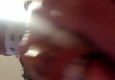 Cum drips from cock toy