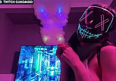 Big boob Asian girl bares her boobs on live stream