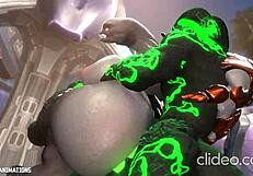 As she, Sangheili, takes it from behind her big tits bounce