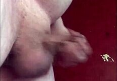 Amateur bisexual guy cums on floor from masturbating in his homemade video