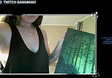 Big Boob and nipple Twitch sex gamer girl shows off in public