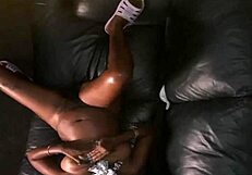 Strapon, gloryhole, African American milf gets her first taste of gloryhole pleasure