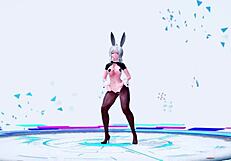 2d animation of a bunny in full costume