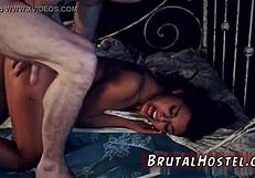 Hubby chokes and tied up slutty naked teen in this hardcore fetish porno video