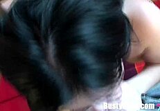 Busty ellen in spandex pov blowjob facial