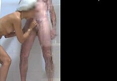 Horny Housekeeper Shaves Pussy Smooth and Fucks Hard Against Shower Tiles