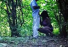 Ebony BBW Gets Pounded in the Great Outdoors by Her Monster Cock