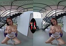Pornstar Lilit gets wild naked in virtual reality with a big cock