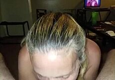 Blonde Slut Wife Sucks Cock