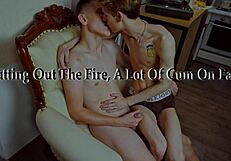 putting out the fire with lots of cum on face