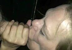 Blonde enjoys creampie at gloryhole encounter