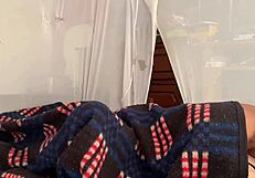 teen nerd wakes up with intense morning wood erection in early morning bedroom