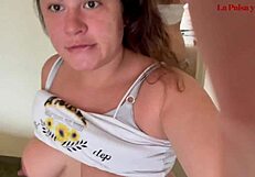 Thick Colombian Teen La Paisa Facesits Lucky Fan, Then Receives Pussy Cumshot.