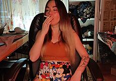 stepsister lights up a cigarette for a sexy smoke