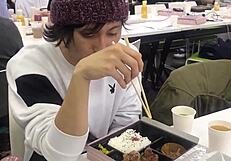 just a guy enjoying some meat