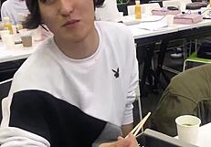 just a guy enjoying some meat