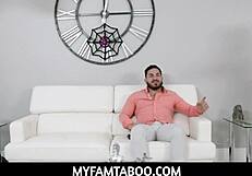 Myfamtaboo stepsis gives blowjob and handjob!