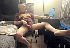 Mature Brad Masturbates Naked in Chair Solo