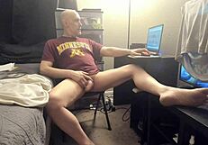 Mature Brad Masturbates Naked in Chair Solo