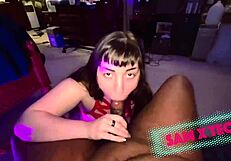 Goth Girl Sucks Big Black Monster Cock During Christmas Cumshot