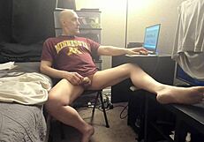 Mature Brad Masturbates Naked in Chair Solo